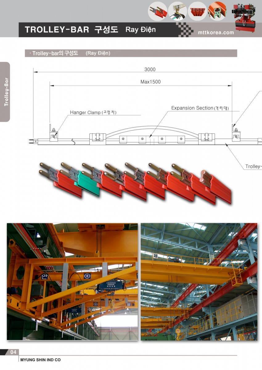 Công ty TNHH MTT Hàn Quốc Ray điện cầu trục Trolley Bar Công ty TNHH MTT Hàn Quốc Ray điện cầu trục Trolley Bar