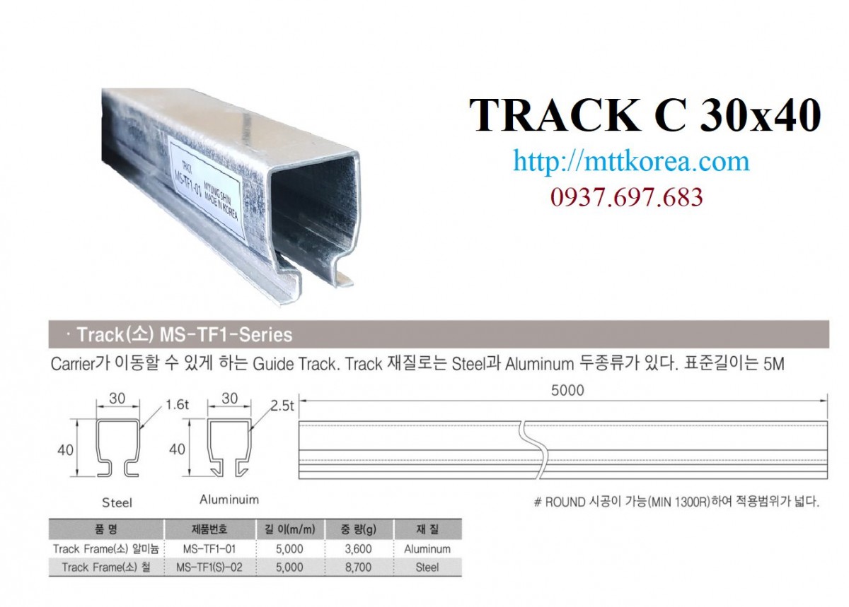 Công ty TNHH MTT Hàn Quốc Ray C cho cầu trục 30x40 
