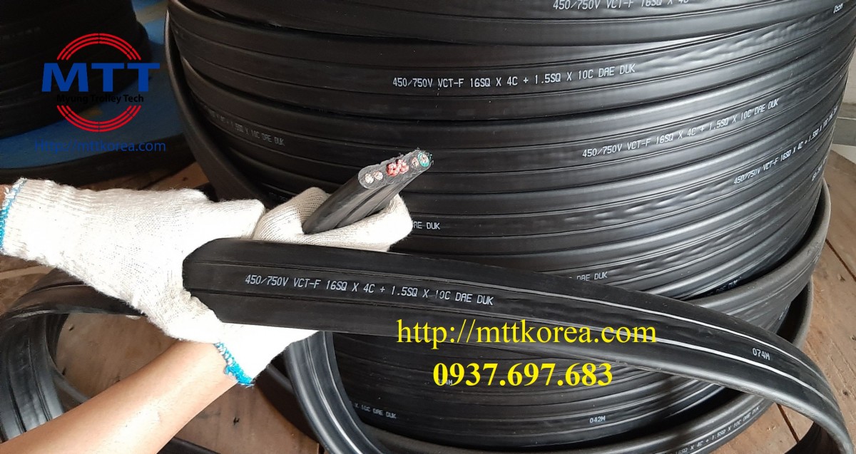 Công ty TNHH MTT Hàn Quốc Dây cáp dẹt cầu trục 16SQx4C+1.5SQx10C Công ty TNHH MTT Hàn Quốc Dây cáp dẹt cầu trục 16SQx4C+1.5SQx10C
