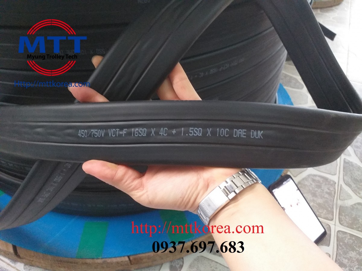 Công ty TNHH MTT Hàn Quốc Dây cáp dẹt cầu trục 16SQx4C+1.5SQx10C Công ty TNHH MTT Hàn Quốc Dây cáp dẹt cầu trục 16SQx4C+1.5SQx10C