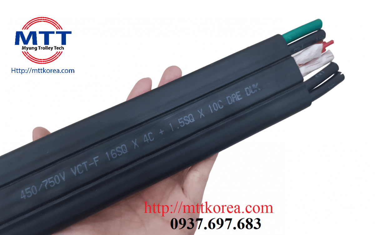 Công ty TNHH MTT Hàn Quốc Dây cáp dẹt cầu trục 16SQx4C+1.5SQx10C Công ty TNHH MTT Hàn Quốc Dây cáp dẹt cầu trục 16SQx4C+1.5SQx10C