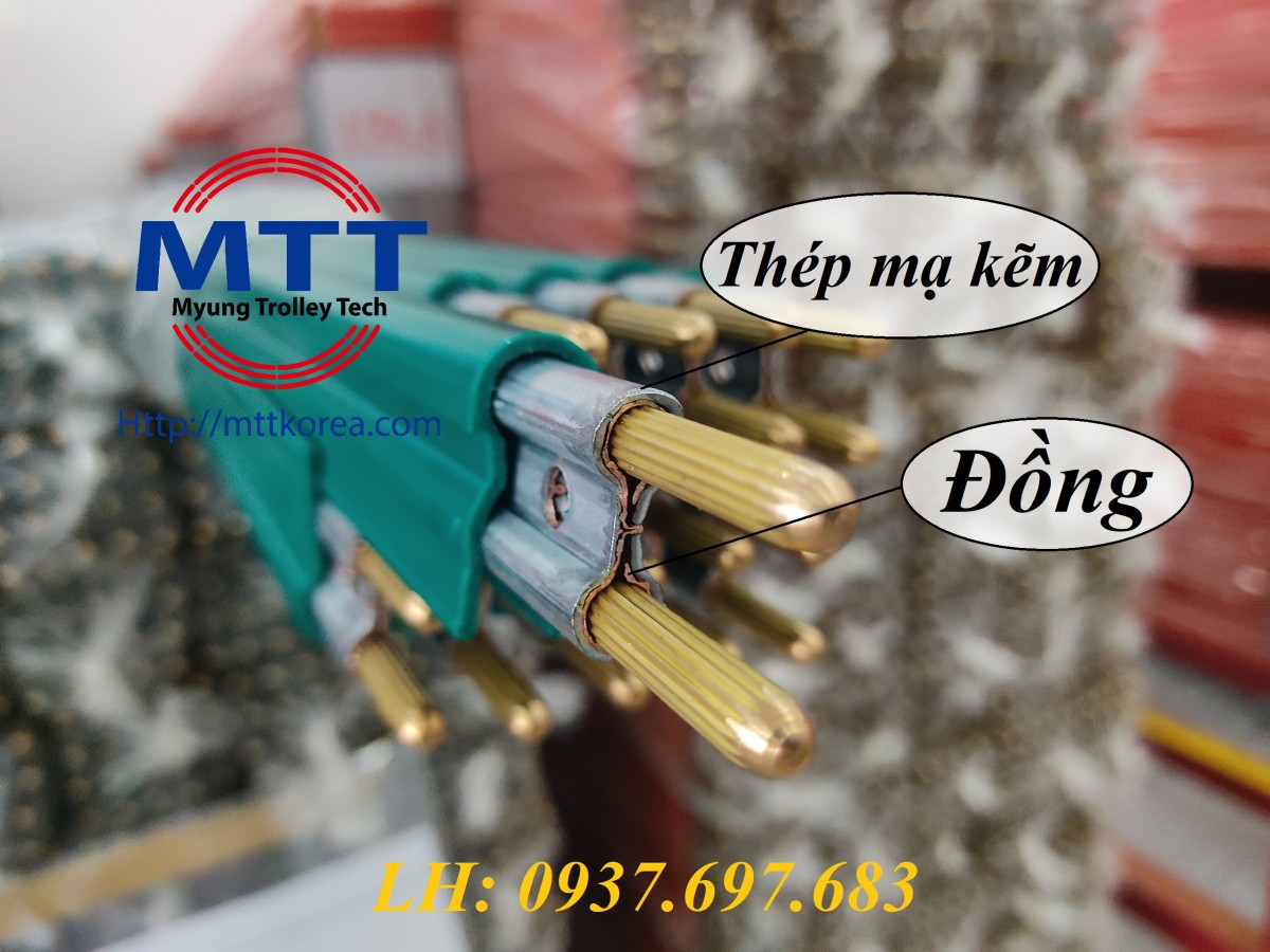 Công ty TNHH MTT Hàn Quốc Ray điện an toàn 90A xanh cho cầu trục 