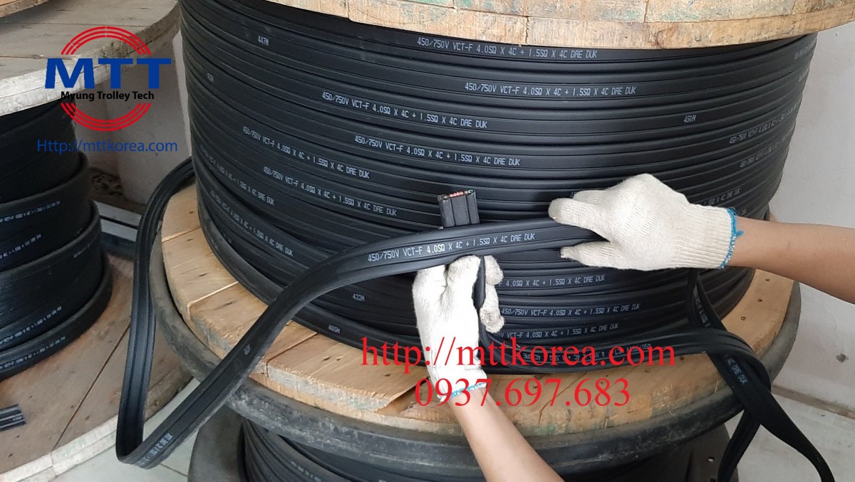 Công ty TNHH MTT Hàn Quốc Dây điện dẹt cầu trục 4SQx4C+1.5SQx4C Công ty TNHH MTT Hàn Quốc Dây điện dẹt cầu trục 4SQx4C+1.5SQx4C