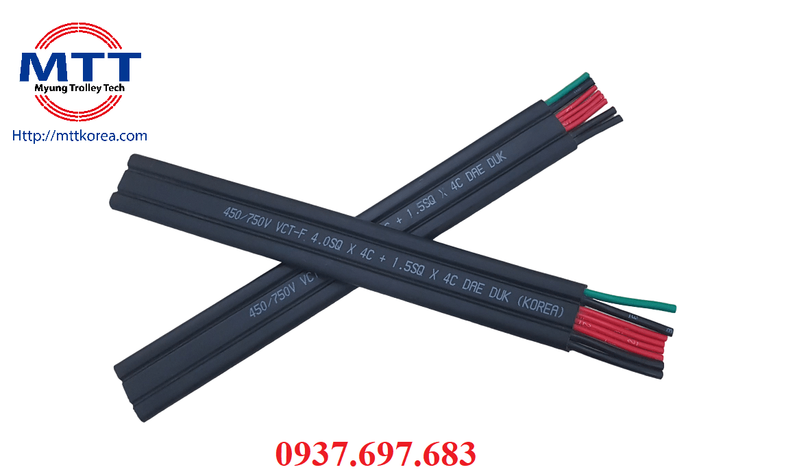 Công ty TNHH MTT Hàn Quốc Dây điện dẹt cầu trục 4SQx4C+1.5SQx4C Công ty TNHH MTT Hàn Quốc Dây điện dẹt cầu trục 4SQx4C+1.5SQx4C